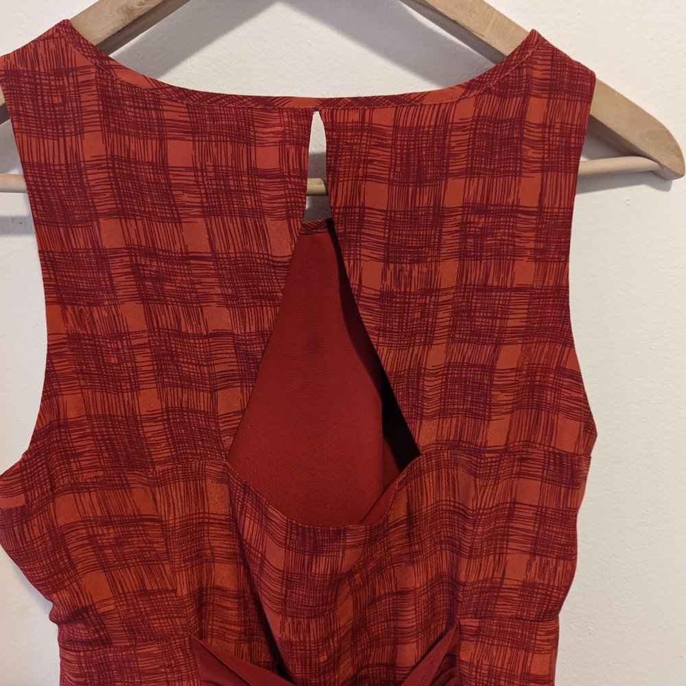 Anthropologie Girls from Savoy Burnt Orange Printed Silk Dress - Picture 7 of 8